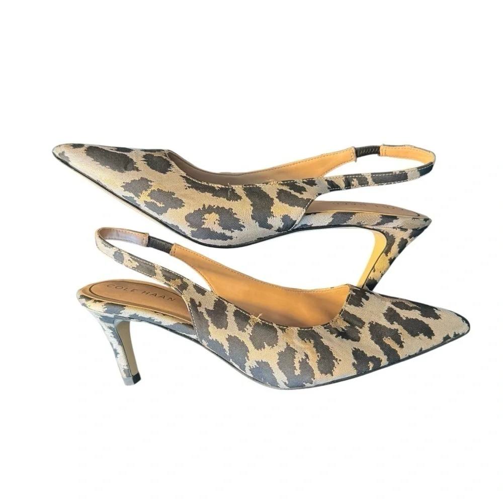 Cole Haan - Vandam Pump Leopard Animal Print Slingback Heels Sz 7
